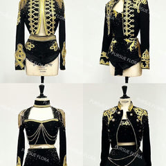 Heavyweight PURSUE FLORA new aespa with the same heavy industry haute couture diamond design model short top set