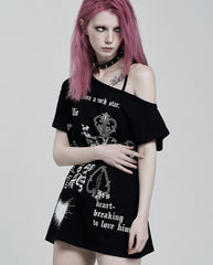 aespa Yoo Jimin same Korea ILLIO off-the-shoulder asymmetrical short-sleeved T-shirt women's summer one-shoulder retro top