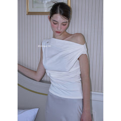 Unique SEI ellagross is the same Korean versatile off-the-shoulder neckline slim vest sleeveless top