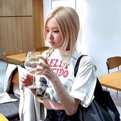 rose Park Chaeyoung same short sleeve t-shirt women's 2025 new short crop top loose retro top base shirt summer