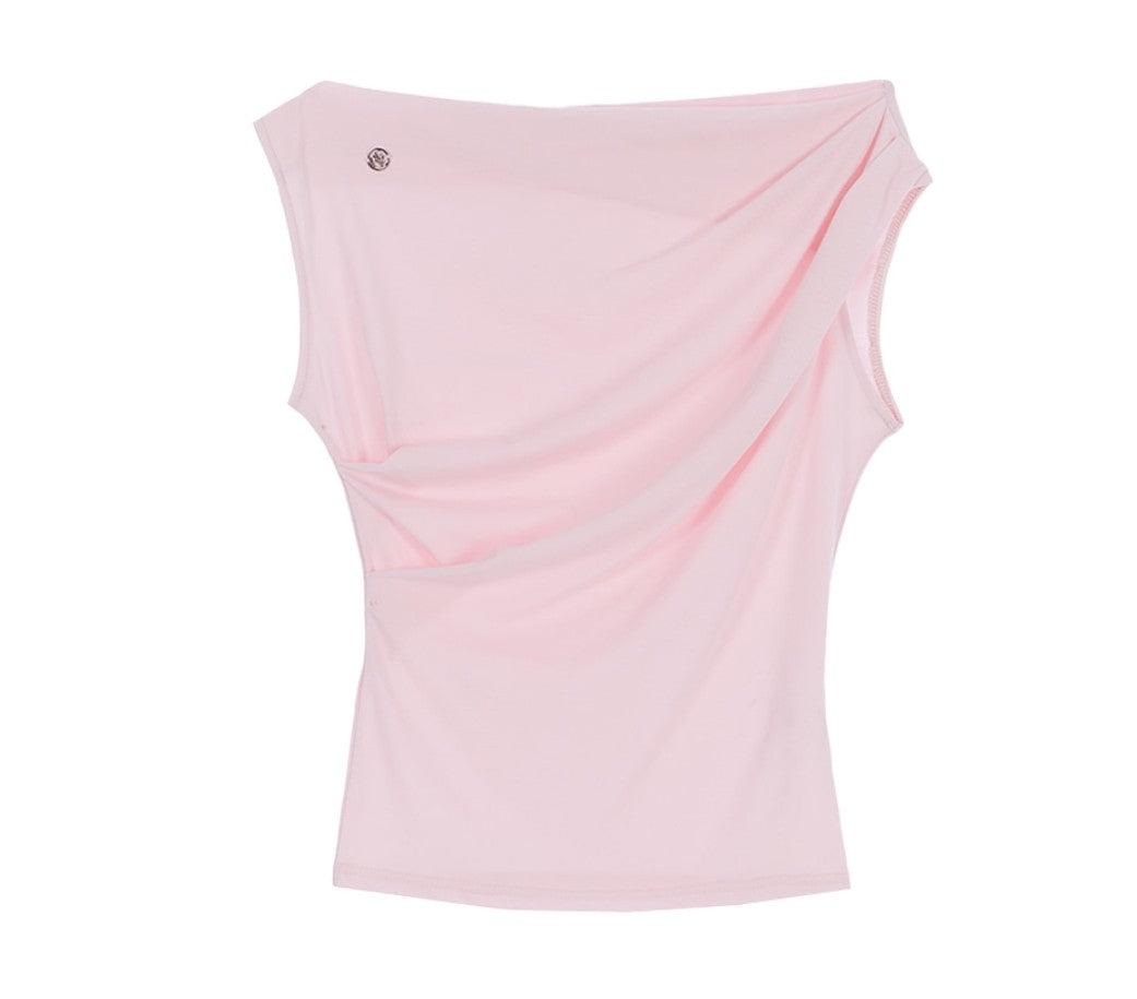 Unique SEI ellagross is the same Korean versatile off-the-shoulder neckline slim vest sleeveless top