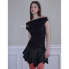Unique SEI ellagross is the same Korean versatile off-the-shoulder neckline slim vest sleeveless top