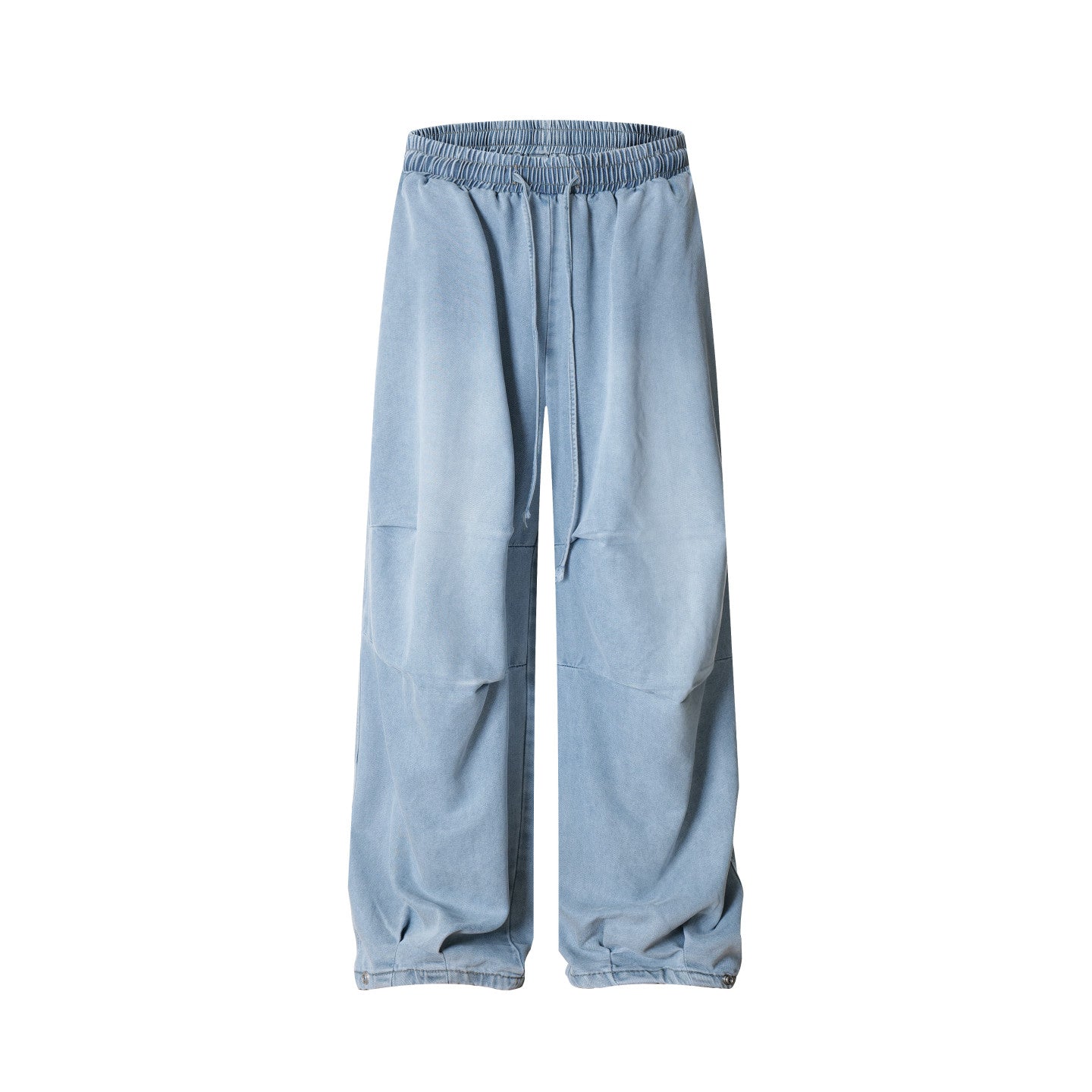 Lin Xiaohua sweet and spicy sporty style suit women's white button-down crop top + blue thin draped cargo jeans
