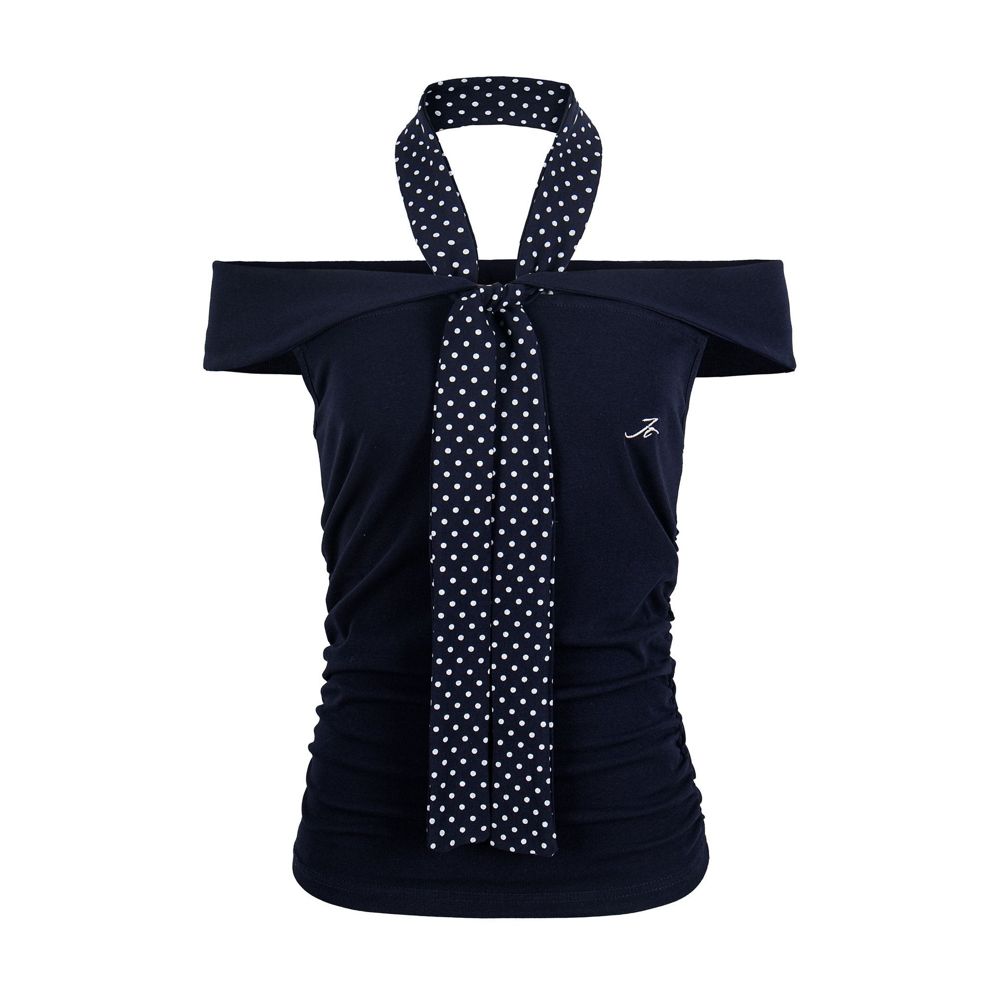 SiCii ice cake sweetheart pure desire hot girl polka dot tie one-shoulder T-halterneck design pleated slimming short top