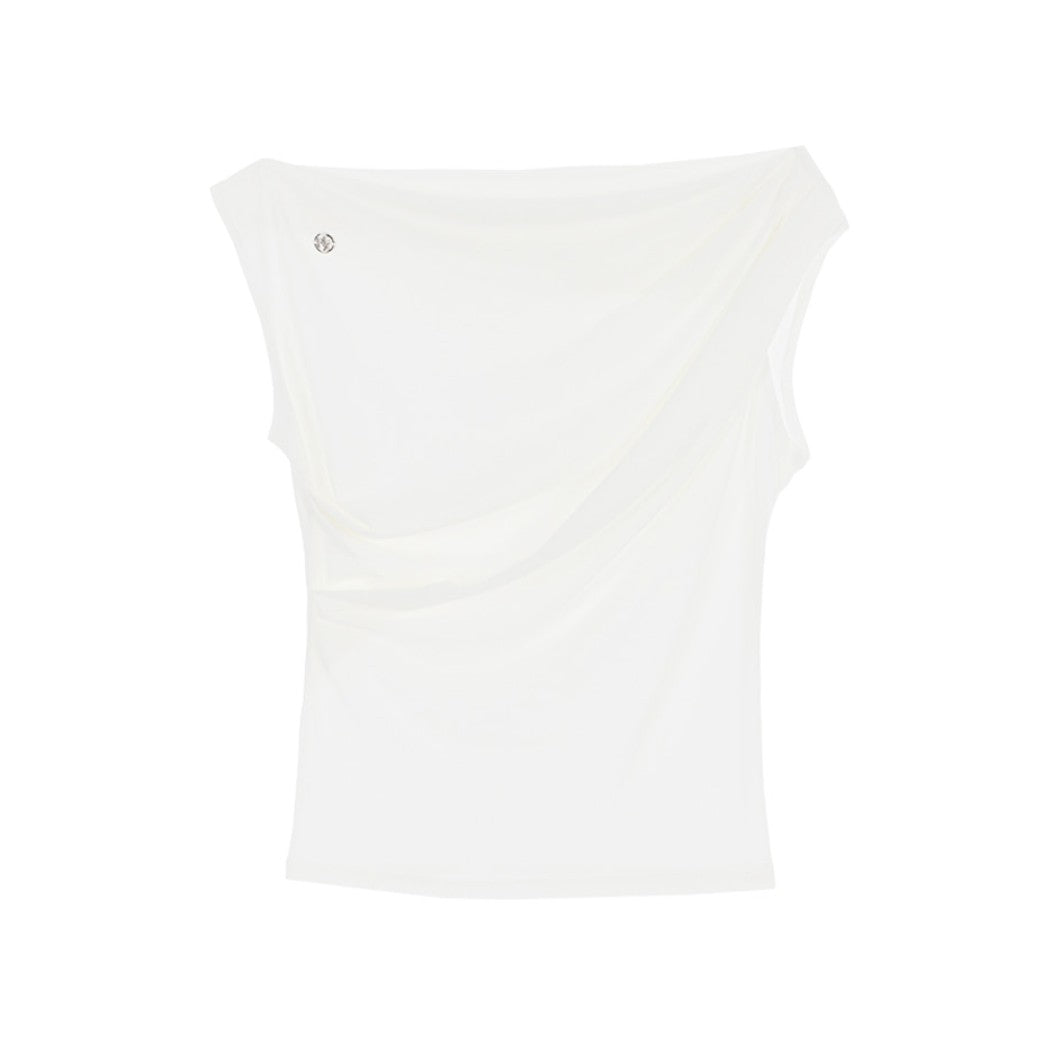 Unique SEI ellagross is the same Korean versatile off-the-shoulder neckline slim vest sleeveless top